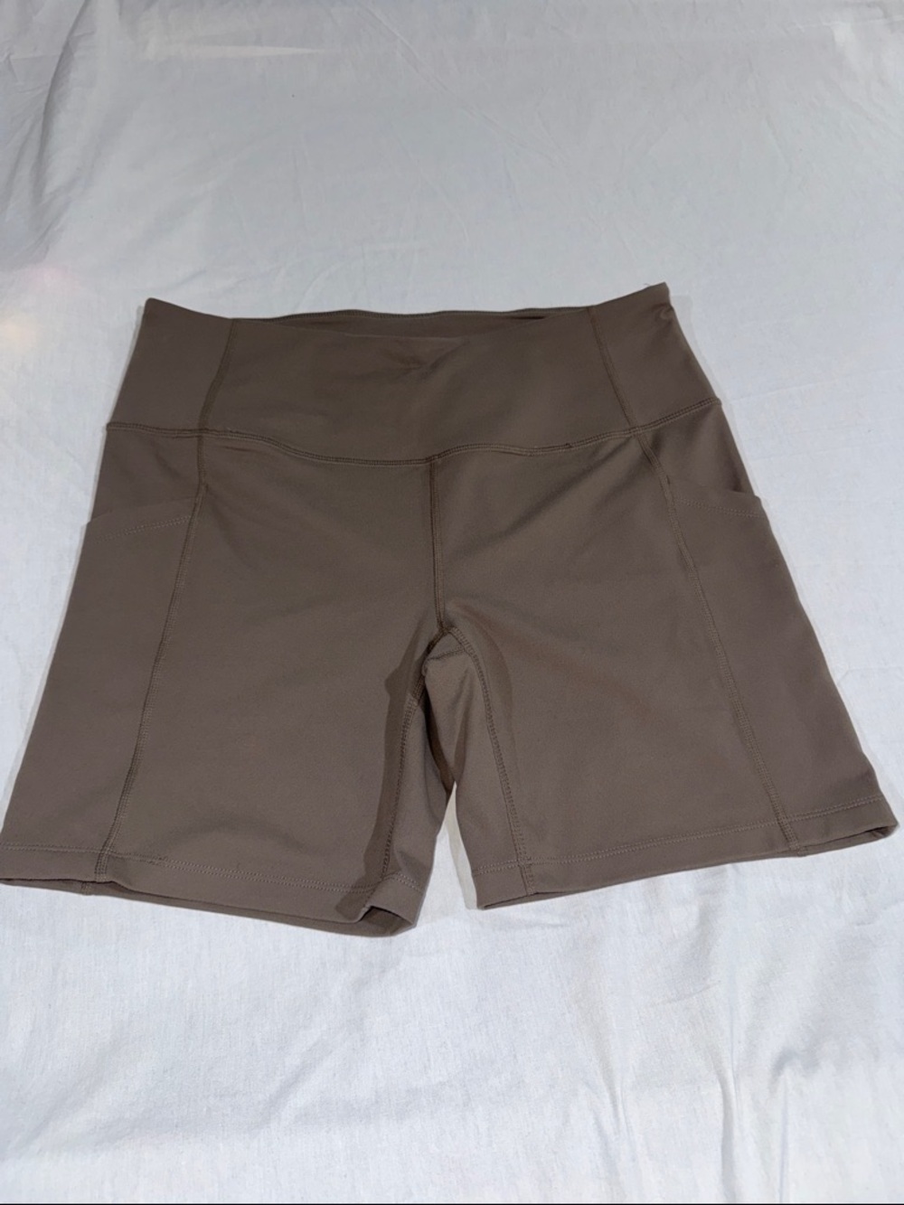 Zella Brown High-Rise Bike Shorts with Side Pockets